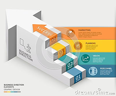 3d business staircase diagram template. Vector illustration. Vector Illustration