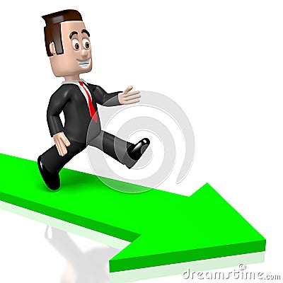 3D running businessman, arrow Stock Photo