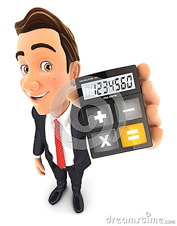 3d businessman calculator Stock Photo