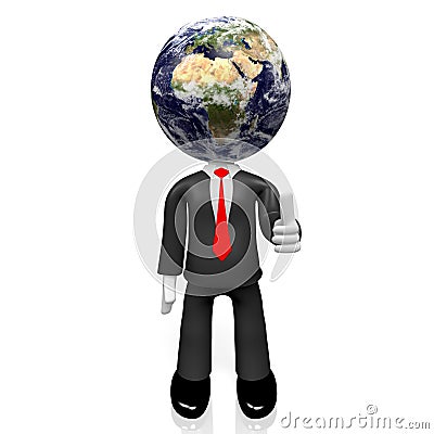 3D businessman, Earth - Europe and Africa side Stock Photo