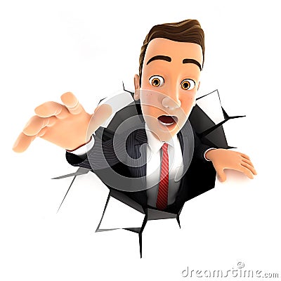 3d businessman falling down into a hole Stock Photo