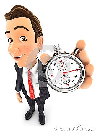 3d businessman holding a stopwatch Stock Photo