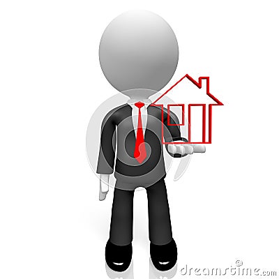 3D businessman, house shape Stock Photo