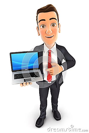 3d businessman laptop Stock Photo