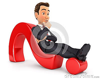 3d businessman lying on question mark Stock Photo