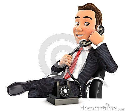 3d businessman making a phone call Cartoon Illustration