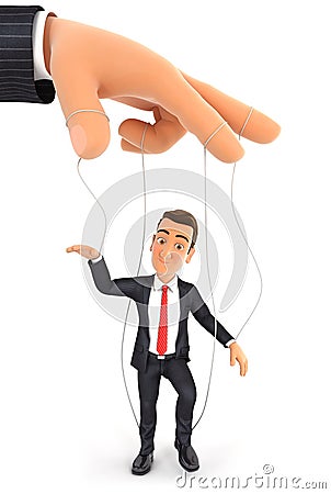 3d businessman puppet concept Cartoon Illustration