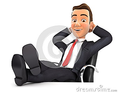 3d businessman relaxing with feet up on his desk Stock Photo