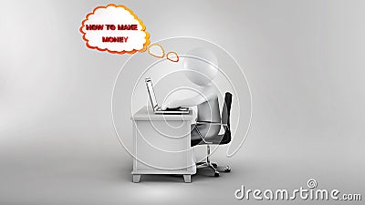 3d Businessman search on the web how to make money Stock Photo