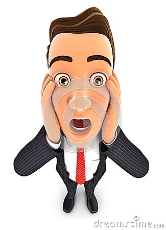 3d businessman with shocked facial expression Stock Photo