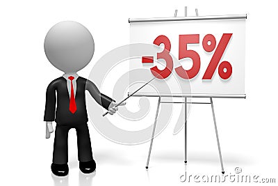 3D businessman - thirtyfive percent off Stock Photo