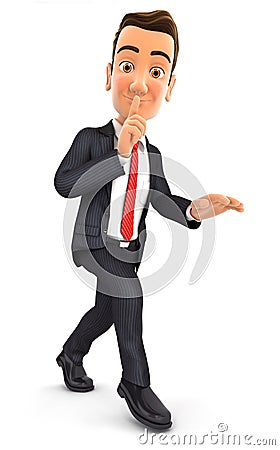 3d businessman walking on tiptoe Stock Photo