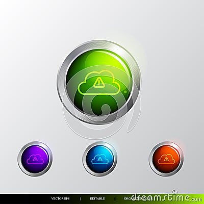 3D Button cloud warning icon Vector Illustration