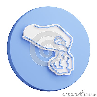 3D button rendering of Hand throws used paper napkin into trash. Disposal and recycling of household waste. Realistic blue white Cartoon Illustration