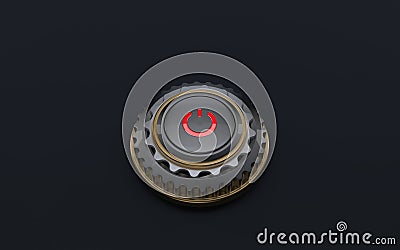 Button start stop engine decorated with gears Stock Photo