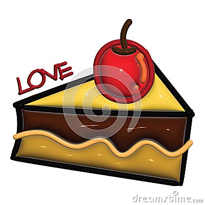 3d cake sweet cherry love happy brithday Stock Photo