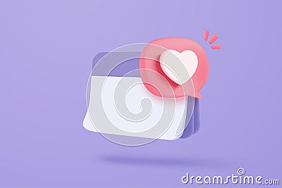 3d calendar marked date with love icon. Happy valentine day, pastel calendar with red heart for schedule appointment, event day, Vector Illustration