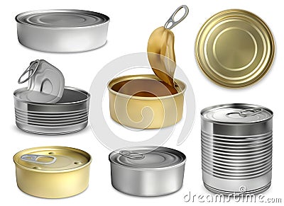 Preserve Tin Realistic Set Vector Illustration