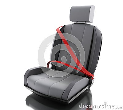 3d Car chair with auto seat belt Cartoon Illustration