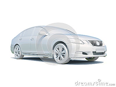 3d Car White Blank Template Stock Photo