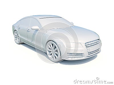 3d Car White Blank Template Stock Photo