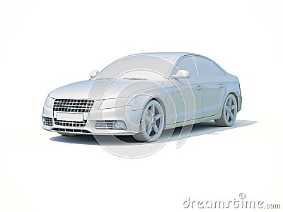 3d Car White Blank Template Stock Photo