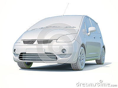 3d Car White Blank Template Stock Photo