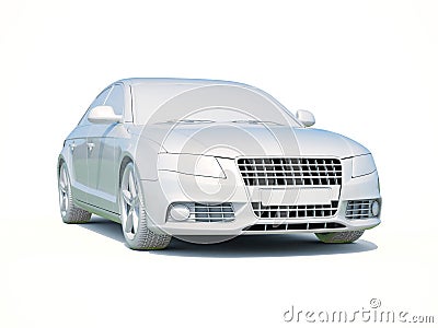 3d Car White Blank Template Stock Photo