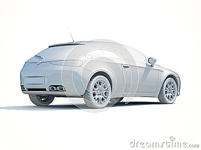 3d Car White Blank Template Stock Photo