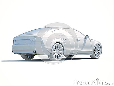 3d Car White Blank Template Stock Photo