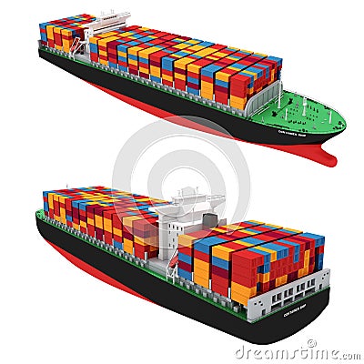 3d cargo container ship Stock Photo