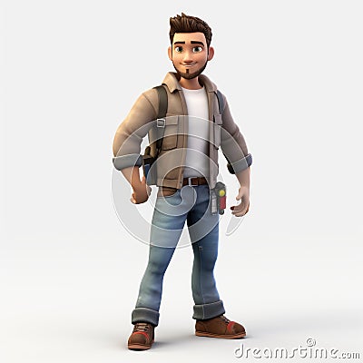 3d Carpenter Portrait: Vector Design Inspired By Raphael Lacoste And Alex Hirsch Stock Photo