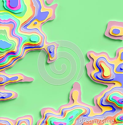 3D Cartography concep background. Rendering. Map line of topography. Topographic map. Map mockup infographics Stock Photo