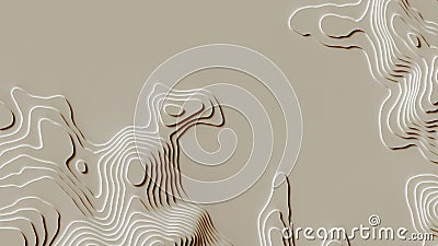 3D Cartography concep background. Rendering. Map line of topography. Topographic map. Map mockup infographics Stock Photo