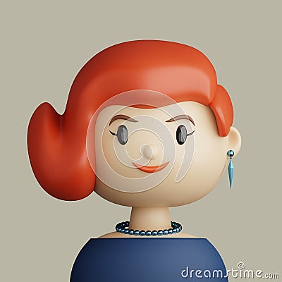 3D cartoon avatar of smiling red haired young woman Cartoon Illustration