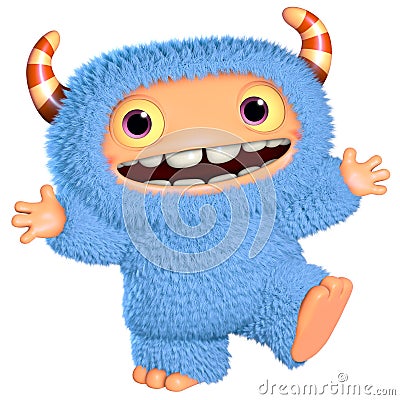 3d cartoon blue monster Stock Photo