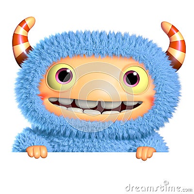 3d cartoon blue monster Stock Photo