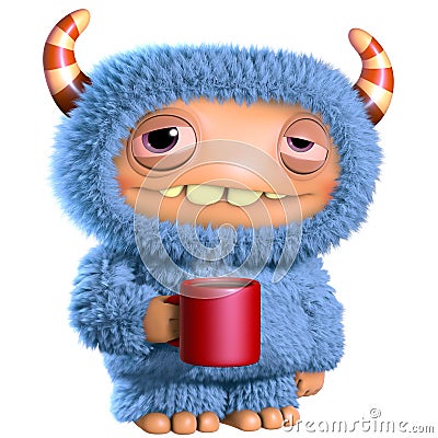 3d cartoon blue monster Stock Photo