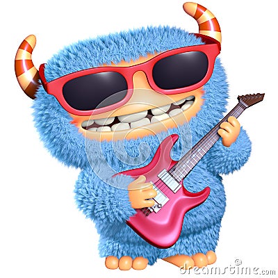 3d cartoon blue monster Stock Photo