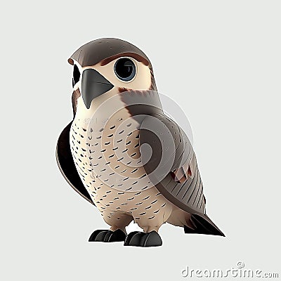 3D cartoon character of cute falcon eagle Stock Photo