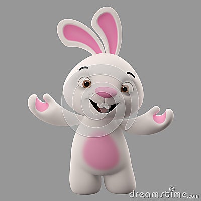 3D cartoon character, easter bunny Stock Photo