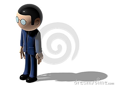 3D Cartoon character with a spherical head Stock Photo