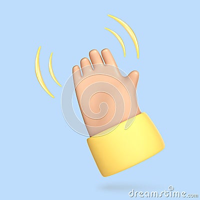 3D cartoon hand waving icon. Hand gesture. Hello and Goodbye symbol. Vector 3d illustration Vector Illustration