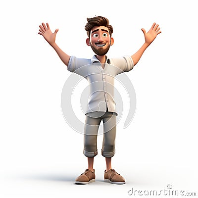 3d Cartoon Illustration Of Joshua: Happy Male Character In Alex Hirsch Style Stock Photo