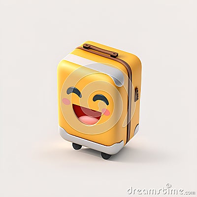 3D cartoon luggage icon illustration Cartoon Illustration