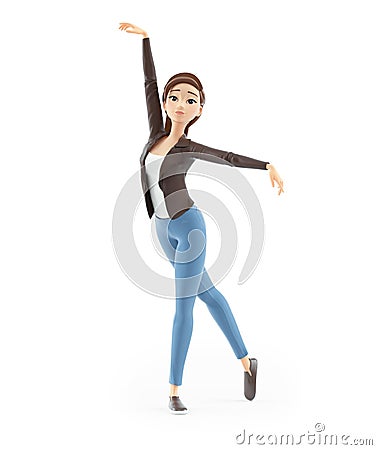 3d cartoon woman ballet dance pose Cartoon Illustration