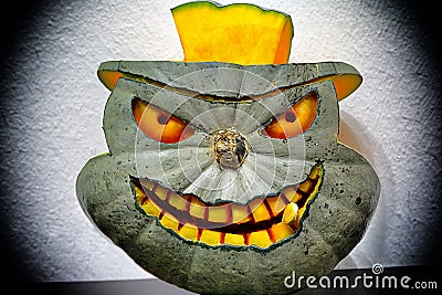 3D carved Halloween pumpkin Stock Photo