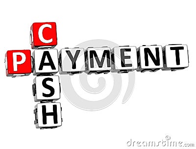 3D Cash Payment Crossword on white background Stock Photo
