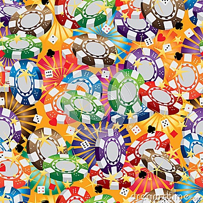 3d casino coin ray seamless pattern Vector Illustration