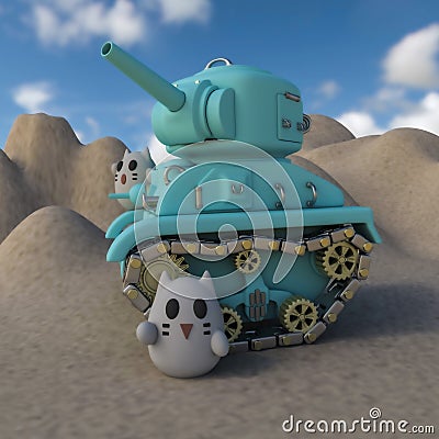 3D cat tank troops Stock Photo